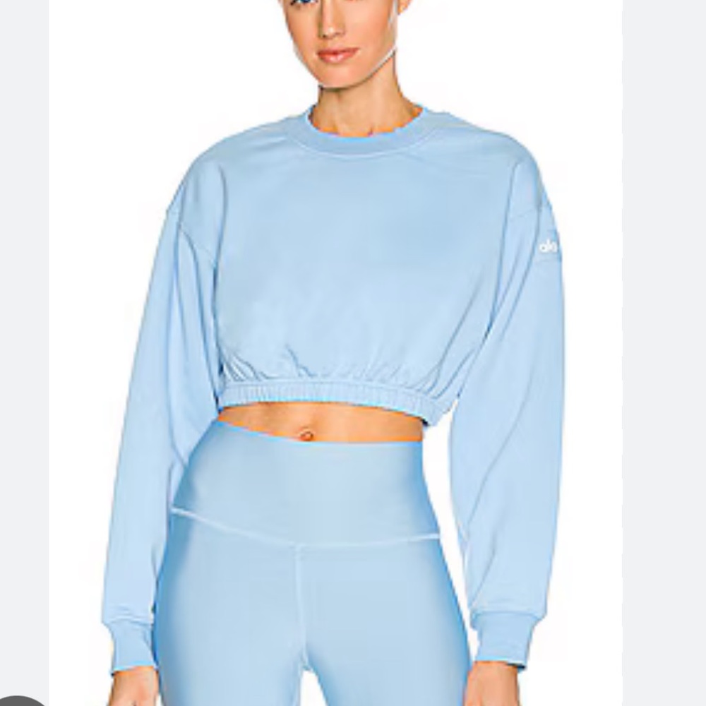 ALO- Devotion Crew Neck Pullover- Medium Blue Skies